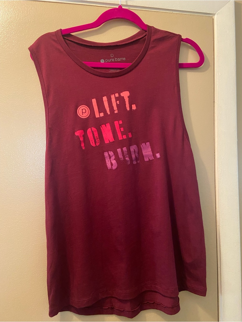 Pure Barre 'Lift. Tone. Burn.' Sleeveless Workout Tank! Large! NWOT!